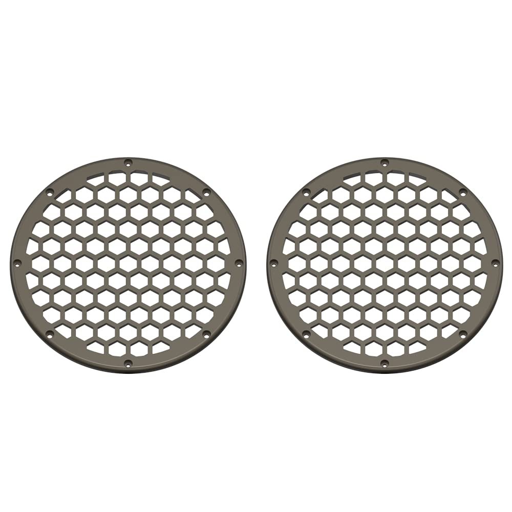 Advanblack US Stock x XBS Color Matched 2PCS Covers HEX 8'' Speaker Grills Fit for Harley Touring Saddlebag Lids Tour Trunk Pack Lid with 8 inch Speakers (River Rock Gray(Glossy))