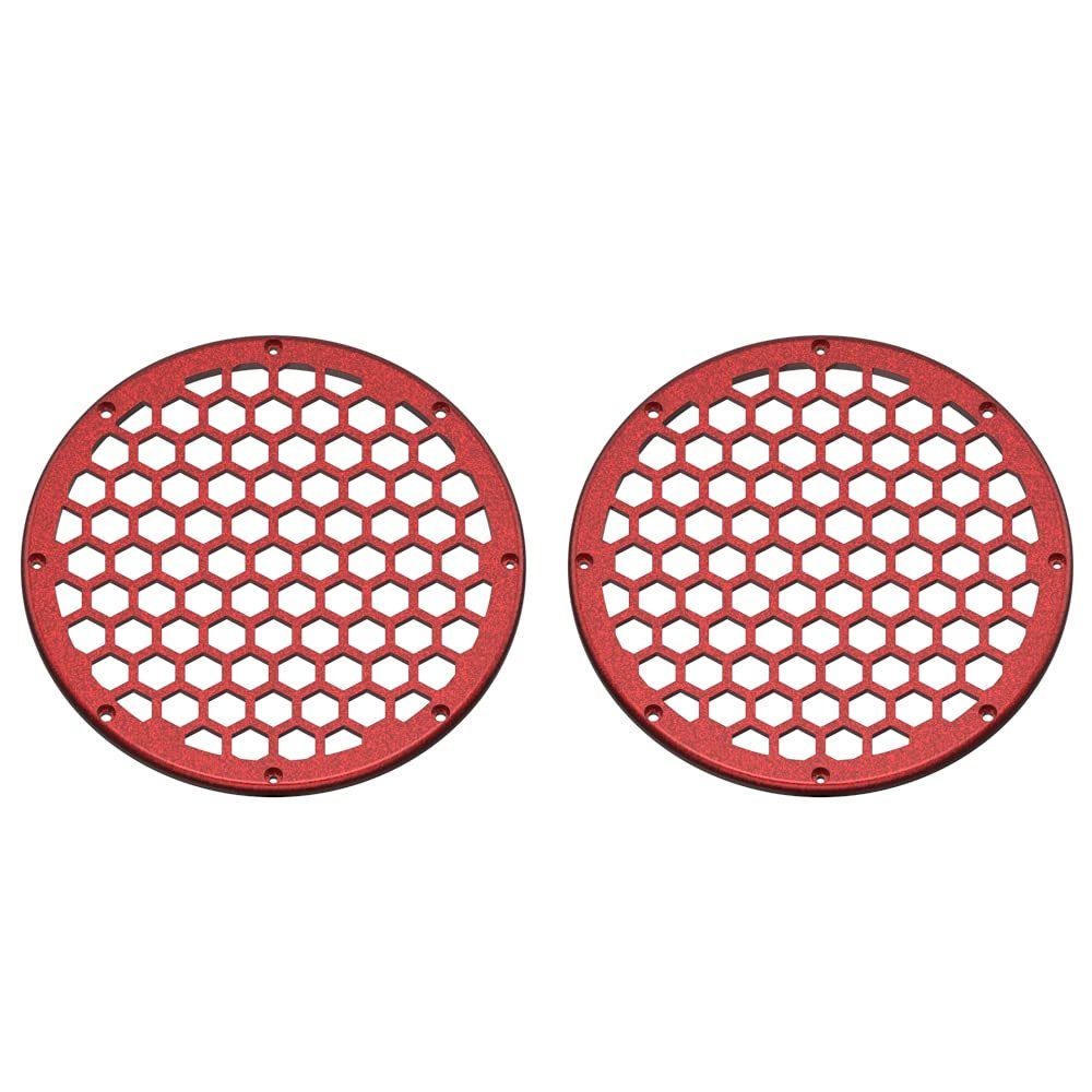 Advanblack US Stock x XBS Color Matched 2PCS Covers HEX 8'' Speaker Grills Fit for Harley Touring Saddlebag Lids Tour Trunk Pack Lid with 8 inch Speakers (Hard Candy Hot Rod Red Flake)