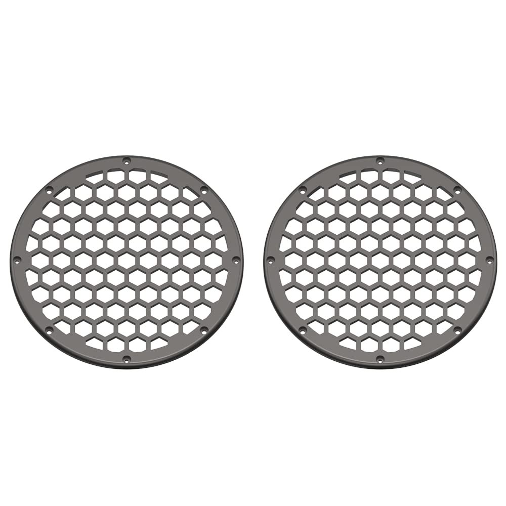 Advanblack US Stock Silver Flux HEX 8'' Speaker Grills Fit for Harley Touring Saddlebag Lids Tour Trunk Pack Lid with 8 inch Speakers