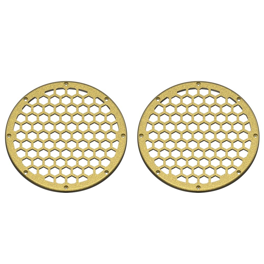 Advanblack x XBS Color Matched 2PCS Covers HEX 8'' Speaker Grills Fit for Harley Touring Saddlebag Lids Tour Trunk Pack Lid with 8 inch Speakers (Olive Gold)