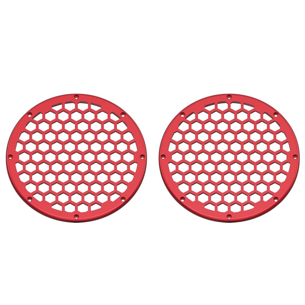 Advanblack x XBS (Wicked Red(Glossy)) 2PCS Covers HEX 8'' Speaker Grills Fit for Harley Touring Saddlebag Lids Tour Trunk Pack Lid with 8 inch Speakers
