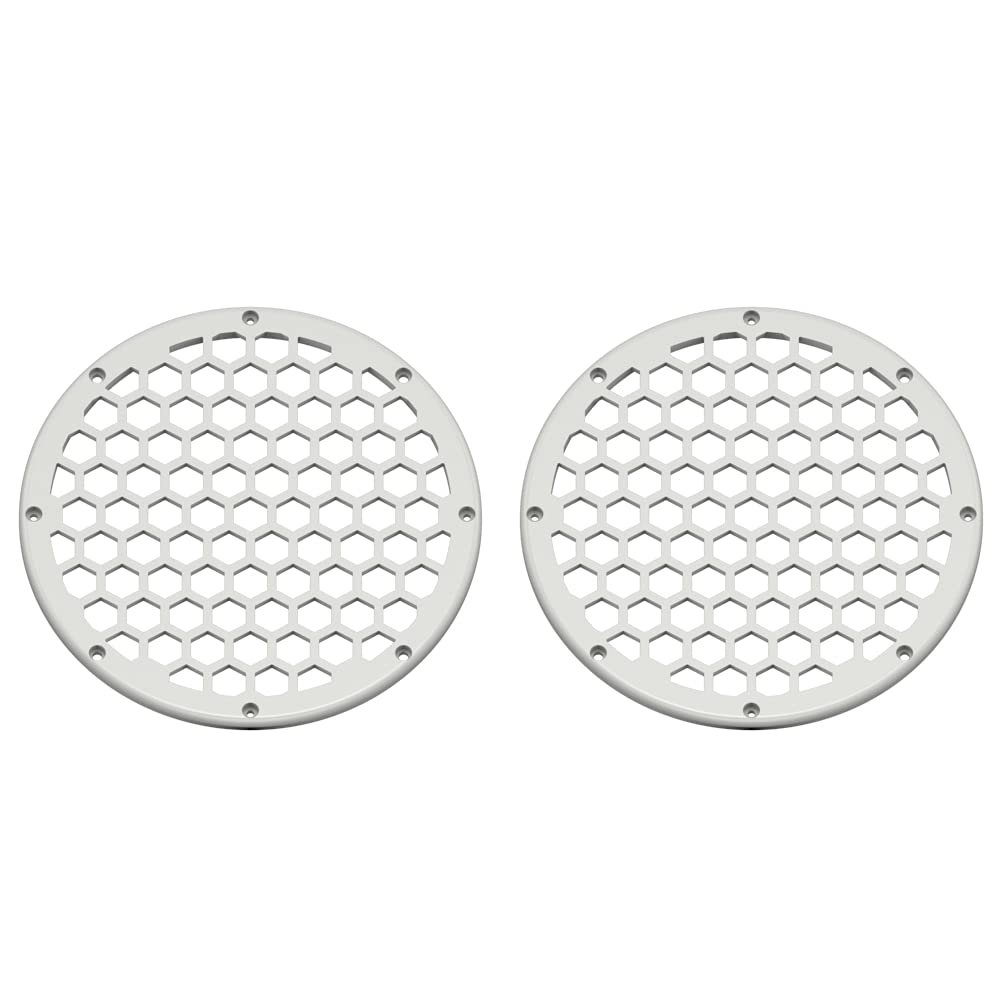 Advanblack x XBS Color Matched 2PCS Covers HEX 8'' Speaker Grills Fit for Harley Touring Saddlebag Lids Tour Trunk Pack Lid with 8 inch Speakers (Stone Washed White Pearl)