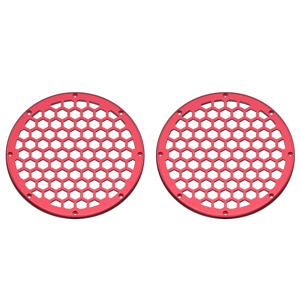 Advanblack x XBS (Velocity Red Sunglo) 2PCS Covers HEX 8'' Speaker Grills Fit for Harley Touring Saddlebag Lids Tour Trunk Pack Lid with 8 inch Speakers