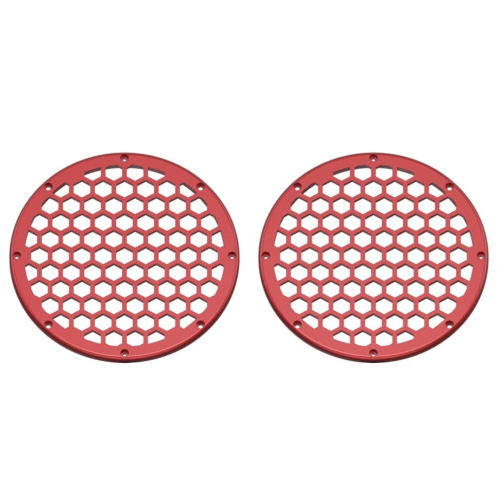 Advanblack x XBS Color Matched 2PCS Covers HEX 8'' Speaker Grills Fit for Harley Touring Saddlebag Lids Tour Trunk Pack Lid(Ember Red Sunglo)