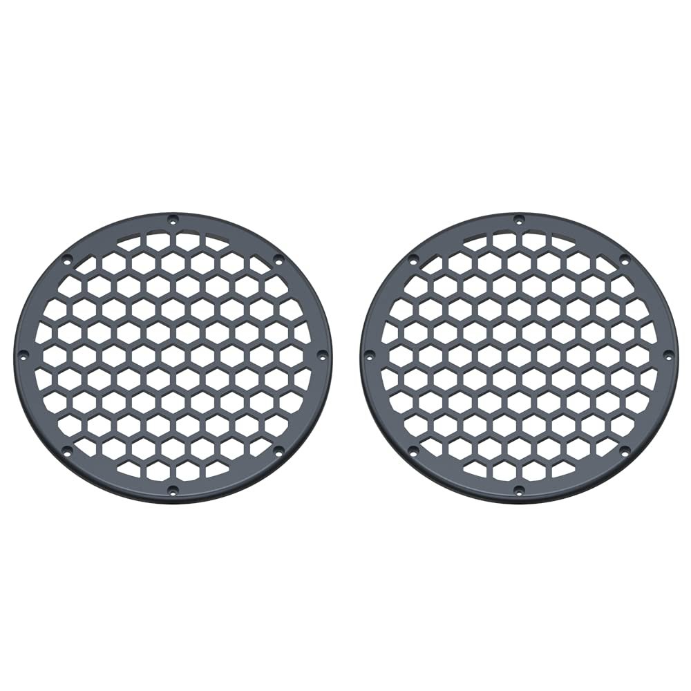 Advanblack x XBS Color Matched 2PCS Covers HEX 8'' Speaker Grills Fit for Harley Touring Saddlebag Lids Tour Trunk Pack Lid with 8 inch Speakers (Black Tempest)