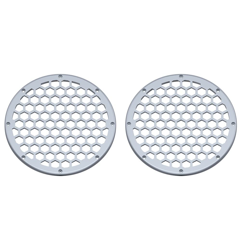 Advanblack x XBS Color Matched 2PCS Covers HEX 8'' Speaker Grills Fit for Harley Touring Saddlebag Lids Tour Trunk Pack Lid with 8 inch Speakers (Brilliant Silver)