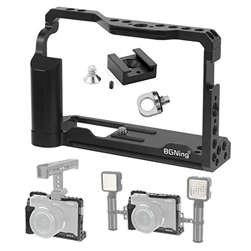 BGNing Aluminum Camera Cage Compatible with Fujifilm X-E4 Form-Fitting Border Frame w/Cold Shoe Arri Mount Handgrip Wristband Light Monitor Holder (Cage)