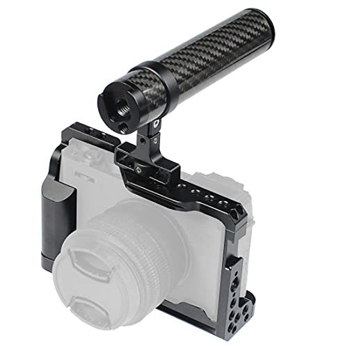 BGNing Aluminum Camera Cage Compatible with Fujifilm X-E4 Form-Fitting Border Frame w/Cold Shoe Arri Mount Handgrip Wristband Light Monitor Holder (Combo B)