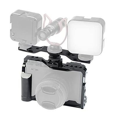 BGNing Aluminum Camera Cage Compatible with Fujifilm X-E4 Form-Fitting Border Frame w/Cold Shoe Arri Mount Handgrip Wristband Light Monitor Holder (Combo C)