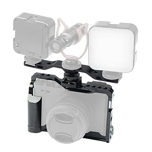 BGNing Aluminum Camera Cage Compatible with Fujifilm X-E4 Form-Fitting Border Frame w/Cold Shoe Arri Mount Handgrip Wristband Light Monitor Holder (Combo C)