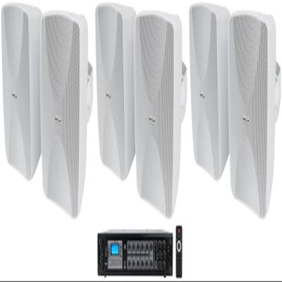 Rockville RCS180-6 Bundle: 180-Watt 6-Zone 70V Bluetooth Commercial/Restaurant Amplifier, (3) Pairs WET-6525W 6.5-in 70V White Indoor/Outdoor Wall Speakers, 4-Items