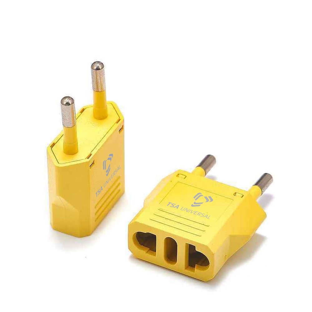 United States to Eritrea Travel Power Adapter to Connect North American Electrical Plugs to Eritrean Outlets for Cell Phones, Tablets, eReaders, and More (2-Pack, Yellow)