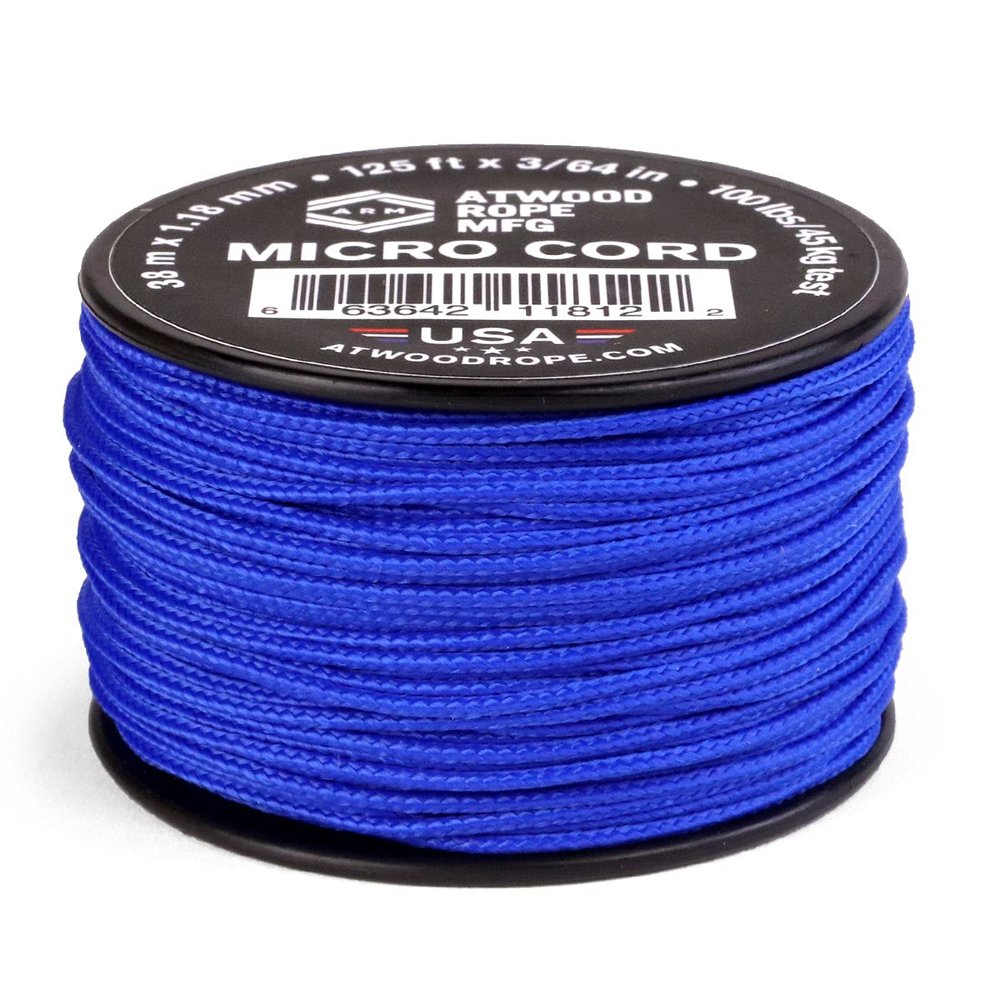 Atwood Rope MFG Micro Utility Cord 1.18mm X 125ft Reusable Spool | Tactical Nylon/Polyester Fishing Gear, Jewelry Making, Camping Accessories (Ultramarine)