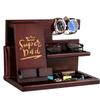 Personalized Idea For Dad - Customized Wood Phone Docking Station - Nine Styles - For Birthday Father's Dad Christmas - Nightstand with Phone Holder, Key Holder, Wallet Stand and Watch Organizer view 1