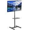 VIVO TV Floor Stand for 13 to 50 inch Flat Panel LED LCD Plasma Screens, Portable Display Height Adjustable Mount with Storage Shelf, 50 inch Tall, Black, STAND-TV07-S view 1