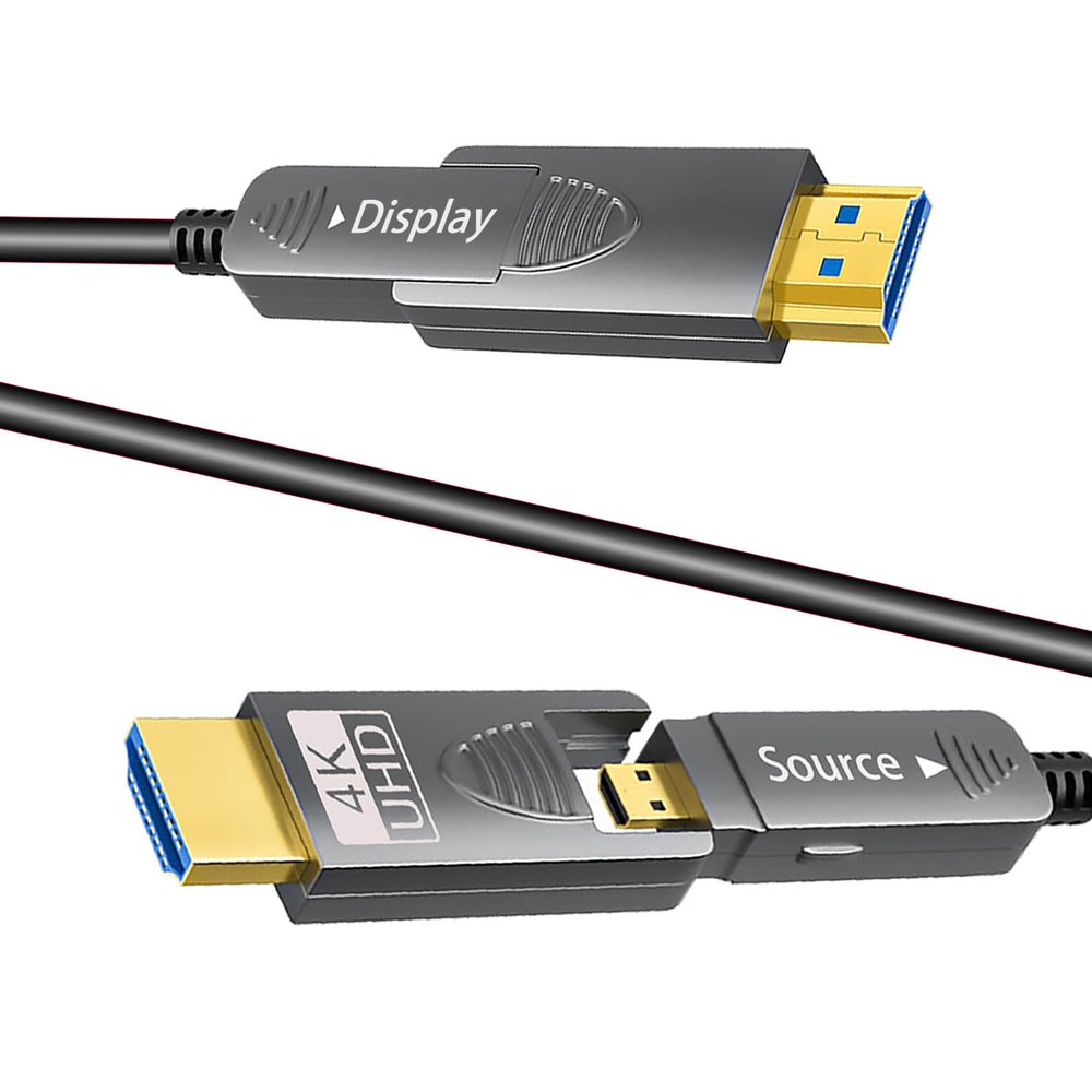 75ft 4K HDMI Cable, Fiber Optic HDMI Cable, Micro HDMI to HDMI, Detachable Type A+Type D,18Gbps Ultra Speed, 4K 60Hz,Slim Flexible, Long Extended HMDI Cable, DVI to HDMI