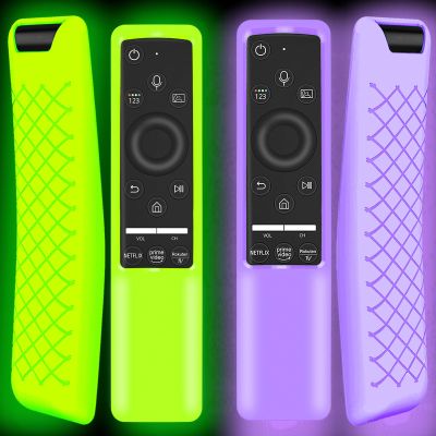 2 PackCase Glow in The Dark Compatible with Samsung Smart TV Remote Controller BN59 Series, Silicone Cover Protector Shockproof Anti-Slip Skin Sleeve (Glow Purple and Green)