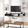 FABATO 59" Floating TV Stand with Power Outlet Wall Mounted Media Console Cabinet Shelf Under TV for Cable Box Audio Video Black view 2