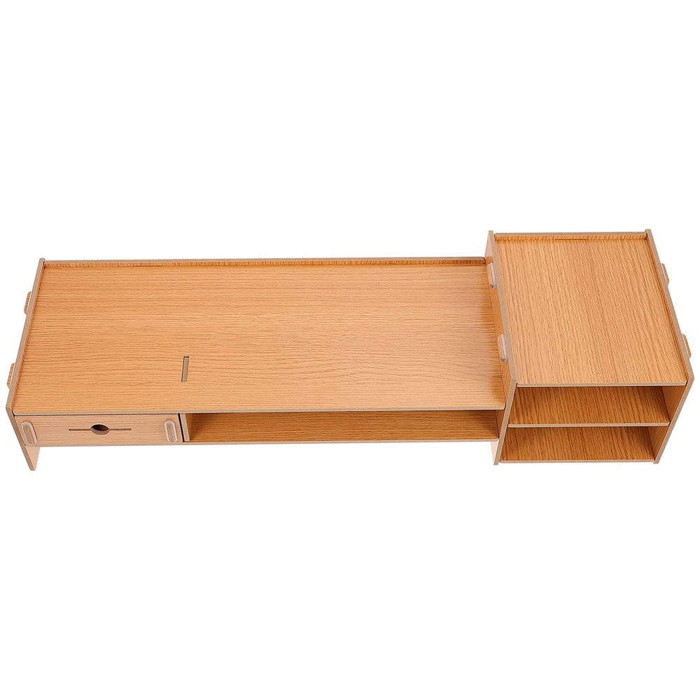 EXCEART 1set Computer Screen Riser Drawer Elevated Monitor Stand for Desk Organization for Home Office Supports Ergonomic Viewing Height Modern Design Oak Finish