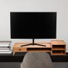 EXCEART 1set Computer Screen Riser Drawer Elevated Monitor Stand for Desk Organization for Home Office Supports Ergonomic Viewing Height Modern Design Oak Finish view 2