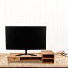 EXCEART 1set Computer Screen Riser Drawer Elevated Monitor Stand for Desk Organization for Home Office Supports Ergonomic Viewing Height Modern Design Oak Finish view 4