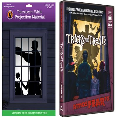 AtmosFearFx Halloween DVD with 48" x 72" White Reaper Brothers Rear Projection Screen (Tricks or Treats DVD)