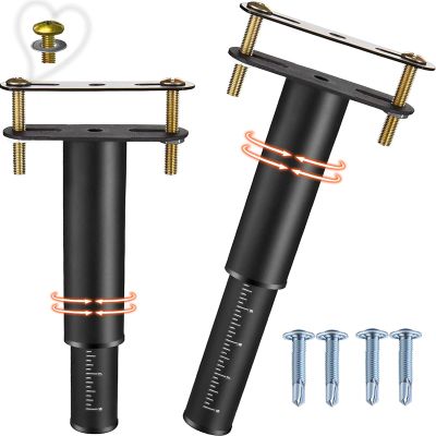 FafdBinm 2PC Bed Frame Support Legs Stabilizer Replacement Universal Slat Reinforcement 6-10.5 inch Black