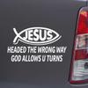 Custom Brother - Headed The Wrong Way GOD Allows U Turns Christian Jesus Fish White Color Car Laptop Wall Bumper Decal Sticker, DesU36 view 1