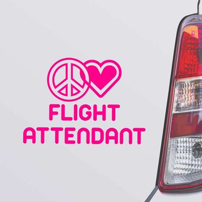 Custom Brother - Peace Love Flight Attendant Pink Color Car Laptop Wall Bumper Decal Sticker, DesF54