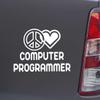 Custom Brother - Peace Love Computer Programmer White Color Car Laptop Wall Bumper Decal Sticker, DesL25 view 1