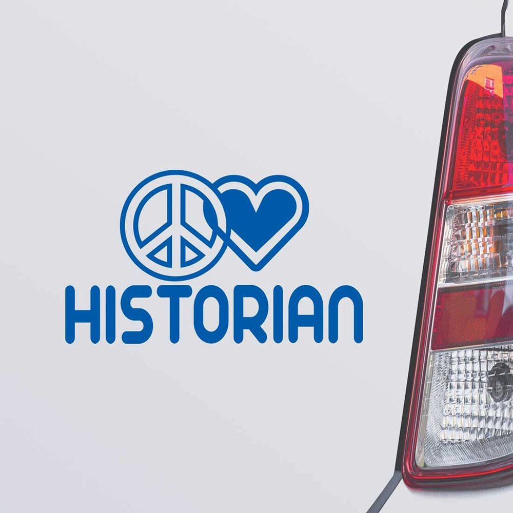 Custom Brother - Peace Love Historian Blue Color Car Laptop Wall Bumper Decal Sticker, DesS17
