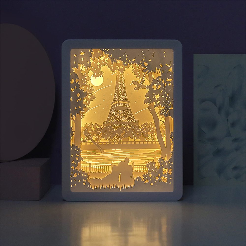 SIWEME 3D Paper Carving Lamp LED Night Light Creative Desk Lamp Frame Table Lamp Decorative Mood Light Gift Ideas for Girls Wife (Witness Love)