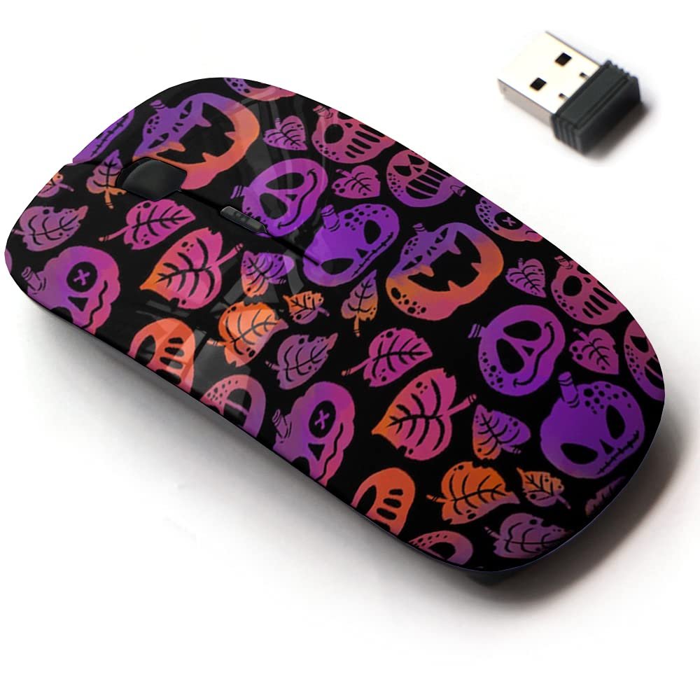 2.4G Wireless Mouse with Cute Pattern Design for All Laptops and Desktops with Nano Receiver - Autumn Leaves Evil
