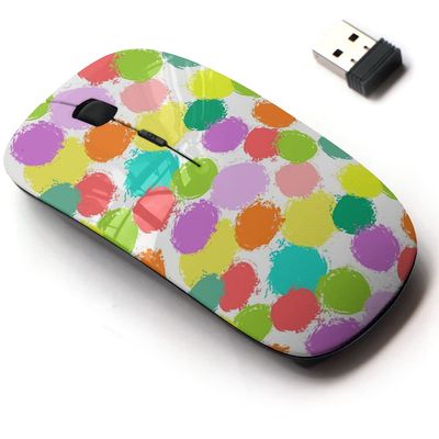 2.4G Wireless Mouse with Cute Pattern Design for All Laptops and Desktops with Nano Receiver - Colorful Brush Strokes