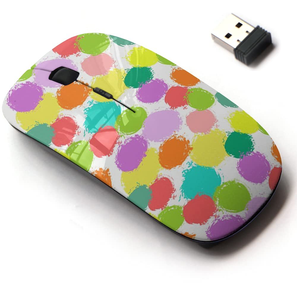 2.4G Wireless Mouse with Cute Pattern Design for All Laptops and Desktops with Nano Receiver - Colorful Brush Strokes