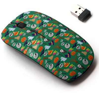 2.4G Wireless Mouse with Cute Pattern Design for All Laptops and Desktops with Nano Receiver - Cartoon Halloween