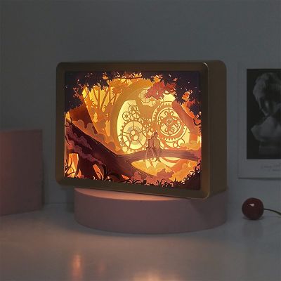 SIWEME 3D Paper Carving Lamp LED Night Light Creative Desk Lamp Frame Table Lamp Decorative Mood Light Gift Ideas for Girls Wife (Endless Love)