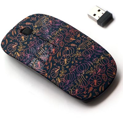 2.4G Wireless Mouse with Cute Pattern Design for All Laptops and Desktops with Nano Receiver - Beautiful Pumpkin Halloween Thanksgiving