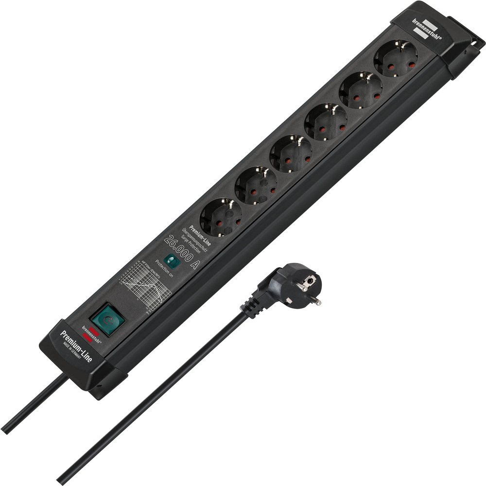 Brennenstuhl Power Extension 1.8 M 6 Ac Outlet(S) Indoor Black, W128427121 (Outlet(S) Indoor Black)
