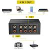 PROZOR RCA Switch 4 Way Bi-Directional RCA Splitter with Volume Control and Switch Button, R/L Audio Selector with No Power Supply Needed for DVD Stereo Speaker CD Player view 4