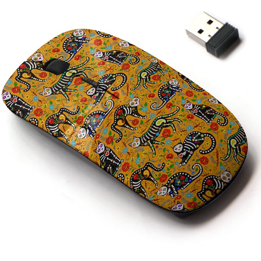 2.4G Wireless Mouse with Cute Pattern Design for All Laptops and Desktops with Nano Receiver - Calavera Sugar Skull