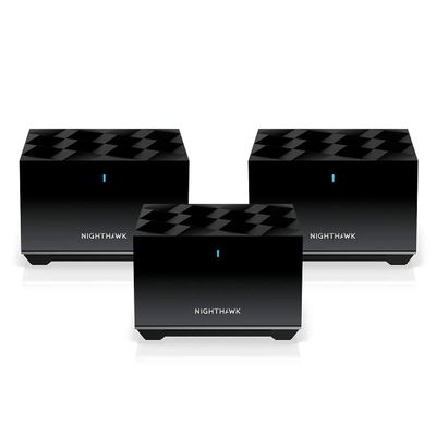 NETGEAR Nighthawk Tri-Band Whole Home Mesh WiFi 6 System (MK83) AX3600 Router with 2 Satellite Extenders, Coverage up to 6,750 sq. ft. (Renewed)