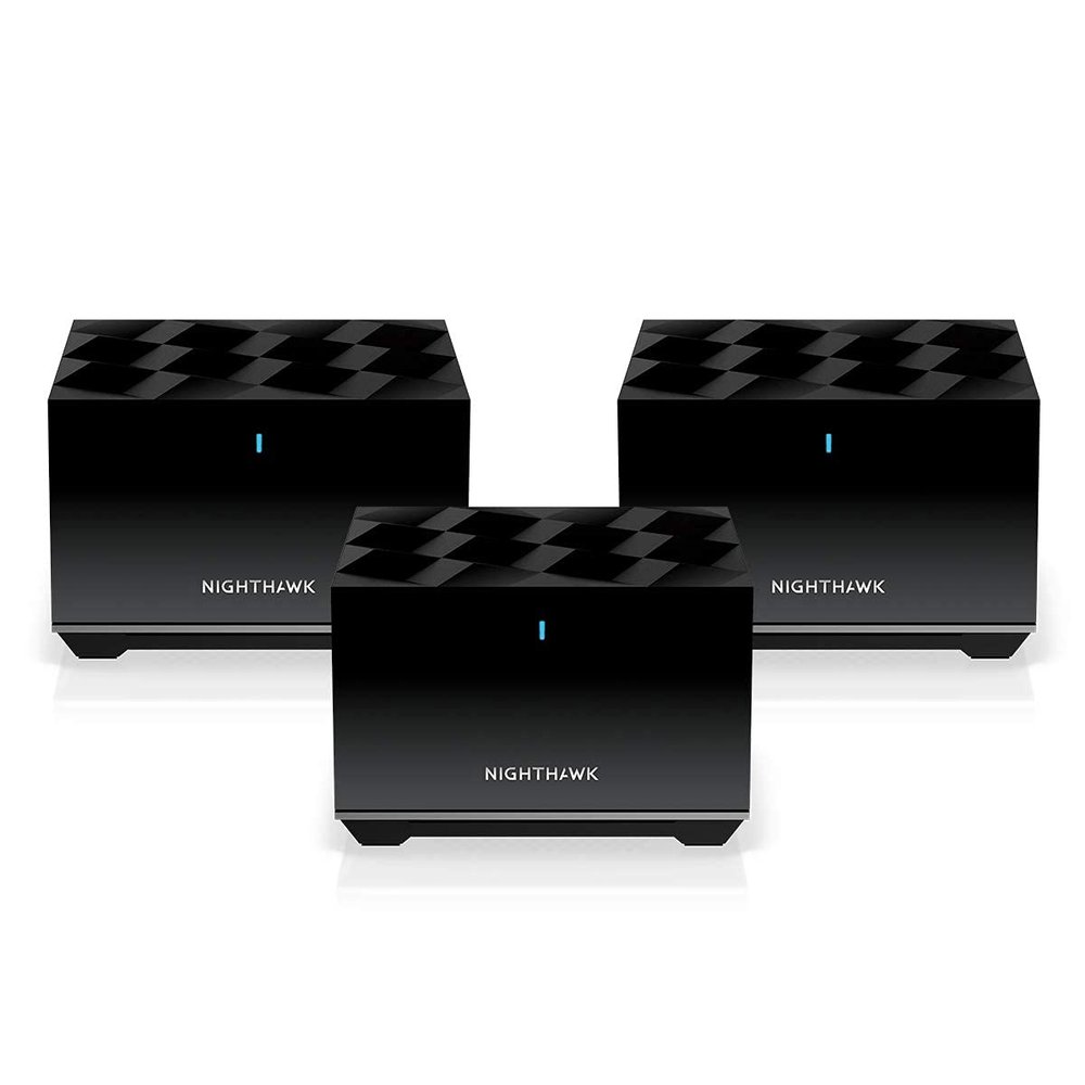 NETGEAR Nighthawk Tri-Band Whole Home Mesh WiFi 6 System (MK83) AX3600 Router with 2 Satellite Extenders, Coverage up to 6,750 sq. ft. (Renewed)