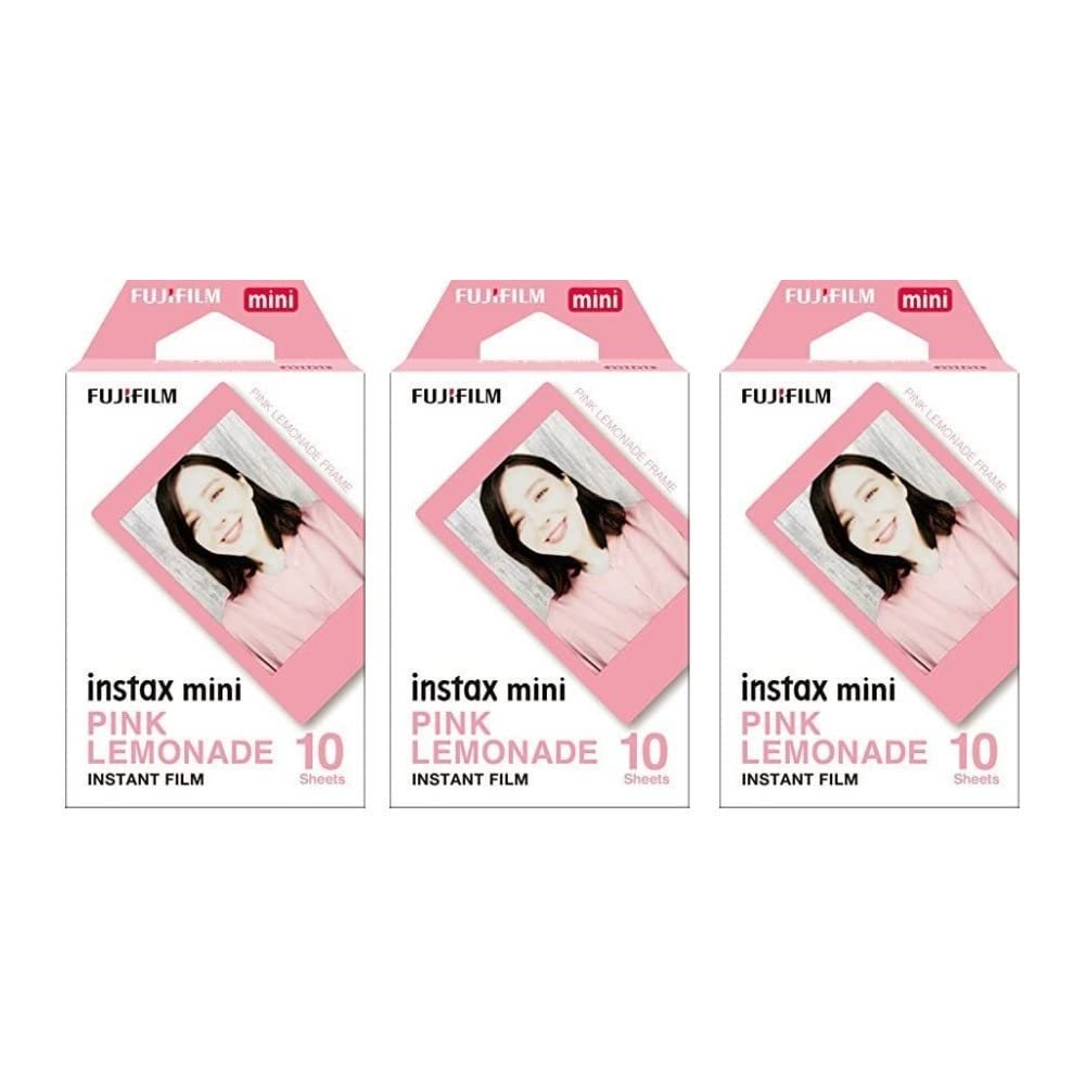 Fujifilm Instax Mini Pink Lemonade Film Bundle (10 Exposures, 3-Pack) (3 Items)