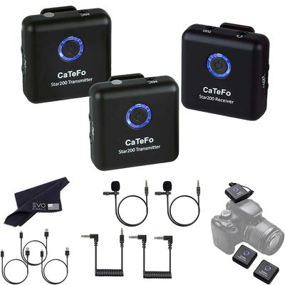 CaTeFo Star200 T2 Dual Channel Wireless Microphone System - Includes 2 Transmitters & 2 Lapel Mics