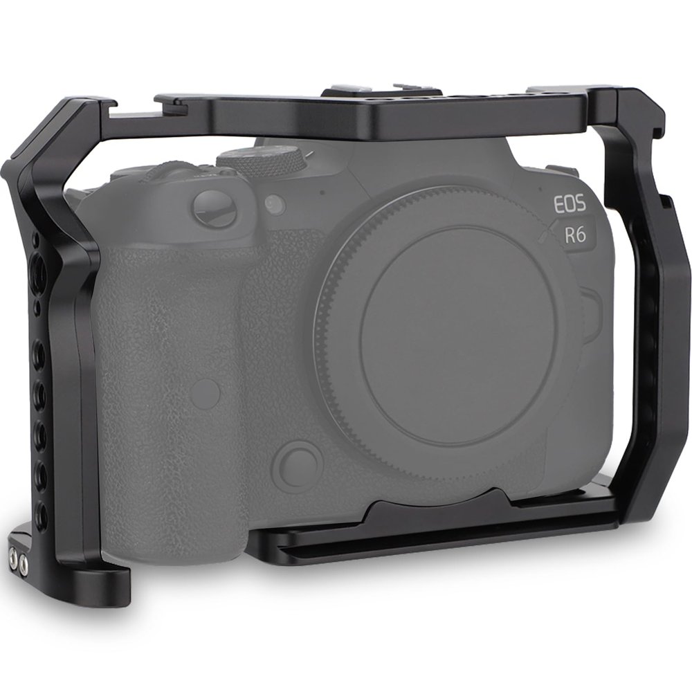 Camera Full Cage for Canon R5 R6 Mirrorless,Extension Mount Microphone Fill Light Bracket Filming Accessories,with Cold Shoe