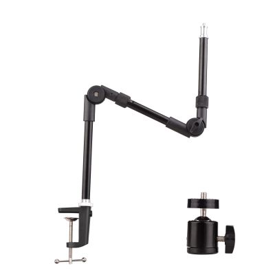 Andoer Camera Desk Mount Stand, ST-01 Flexible Foldable Desk Mount Stand Metal Bracket with 1/4 Inch Screw Ballhead Adapter for Video Light, Ring Light Webcam Camera Smartphone