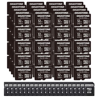 GIGASTONE 32GB Micro SD Card 100-Pack, Full HD Video, Surveillance Security Cam Action Camera Drone, 90MB/s Micro SDHC UHS-I U1 C10 Class 10, with Adapter