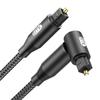 EMK 90 Degree Right Angle Optical Audio Cable [6ft/2M] - 360 Rotatable Digital Toslink SPDIF Cable for Soundbar to TV, Home Theater - Black Fiber Optic Cable with Angled Connector view 1