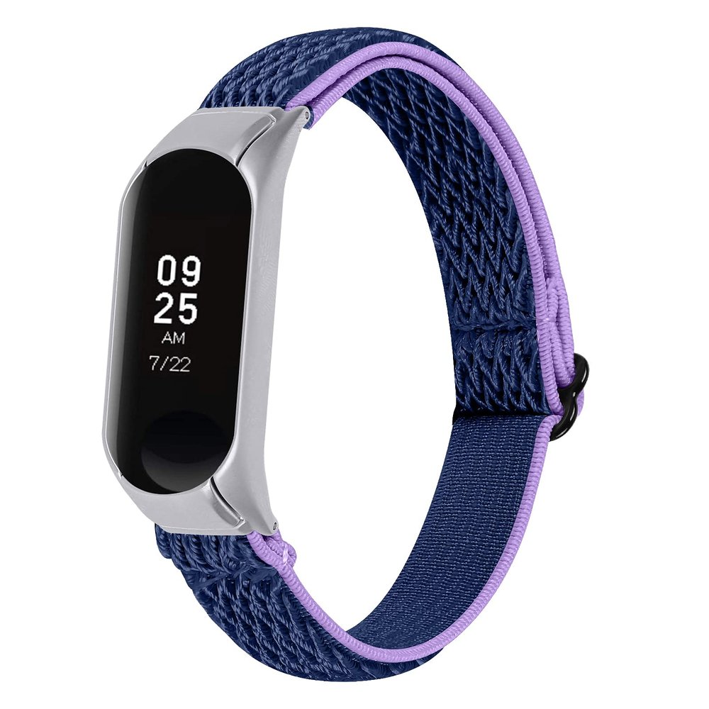 Replacement Watch Band Compatible with Xiaomi Mi Band 3/4 Strap,TryBest Women Men Sport Breathable Lightweight Soft Nylon Elastic Knit Adjustable 3/4.3-8.3 inch Replacement Strap - Purple+Blue